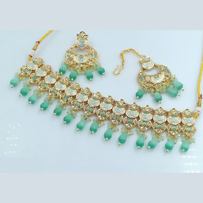 Rani Sati Jewels Gold Plated Kundan And Meenakari Choker Necklace Set