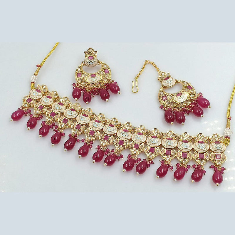 Rani Sati Jewels Gold Plated Kundan And Meenakari Choker Necklace Set