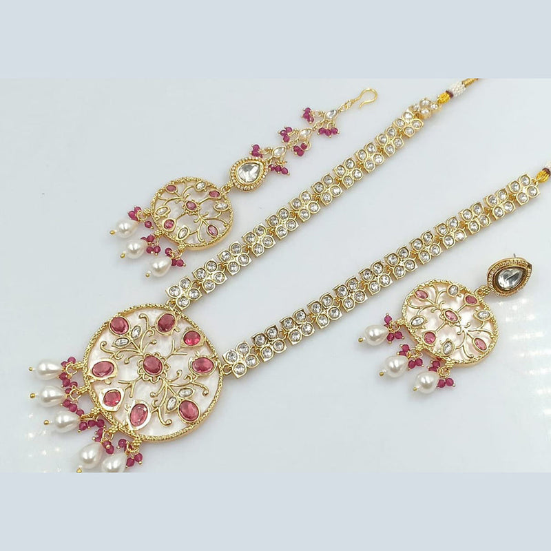 Rani Sati Jewels Gold Plated Kundan And Reverse AD Necklace Set