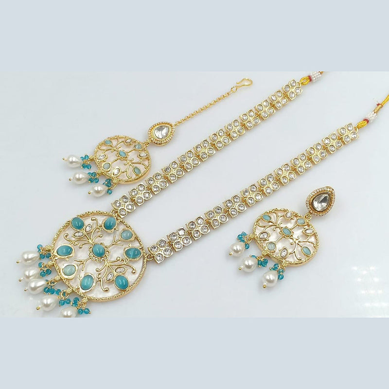 Rani Sati Jewels Gold Plated Kundan And Reverse AD Necklace Set