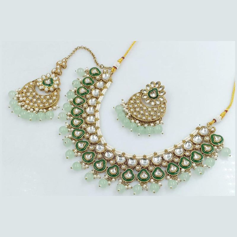 Rani Sati Jewels Gold Plated Kundan And Pearl Necklace Set