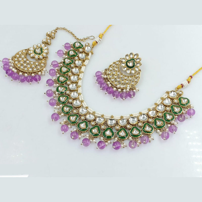 Rani Sati Jewels Gold Plated Kundan And Pearl Necklace Set