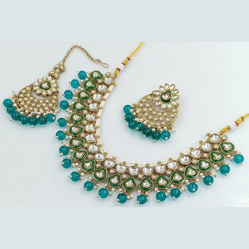 Rani Sati Jewels Gold Plated Kundan And Pearl Necklace Set