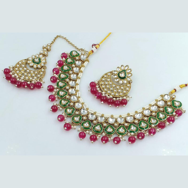 Rani Sati Jewels Gold Plated Kundan And Pearl Necklace Set