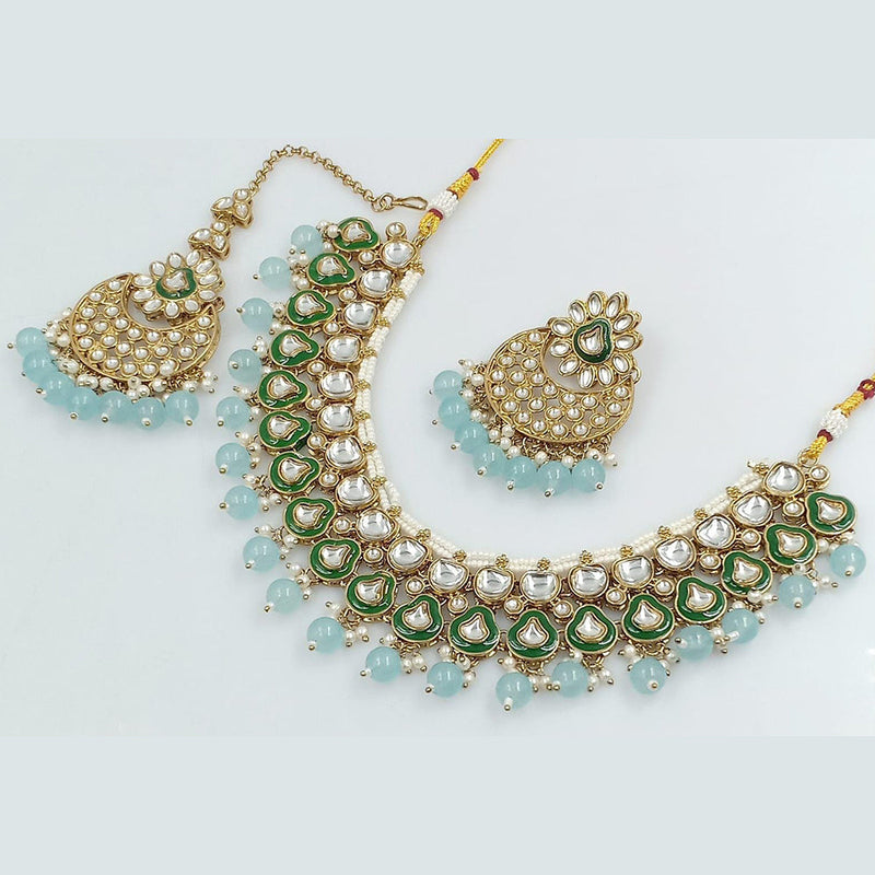 Rani Sati Jewels Gold Plated Kundan And Pearl Necklace Set