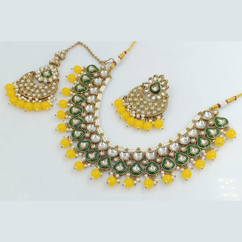 Rani Sati Jewels Gold Plated Kundan And Pearl Necklace Set