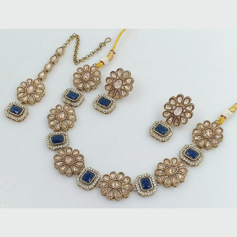 Rani Sati Jewels Gold Plated Reverse AD Necklace Set