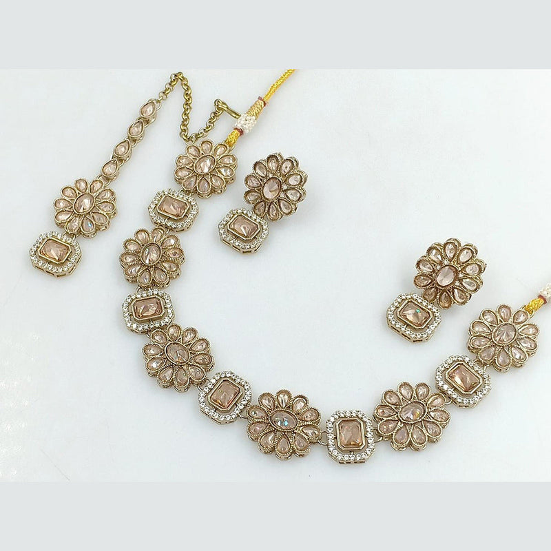 Rani Sati Jewels Gold Plated Reverse AD Necklace Set