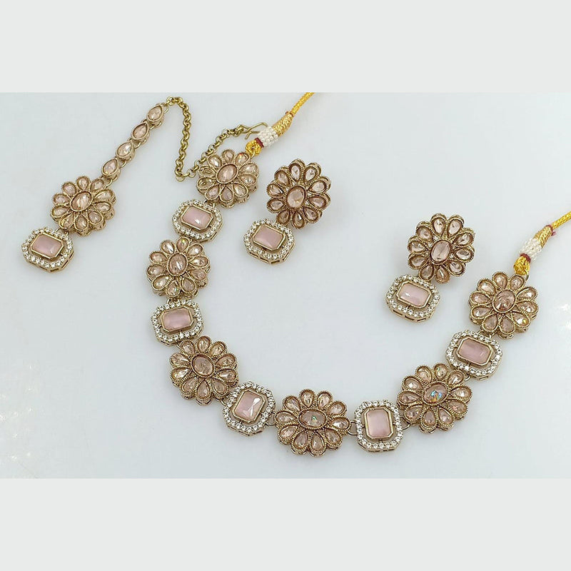 Rani Sati Jewels Gold Plated Reverse AD Necklace Set