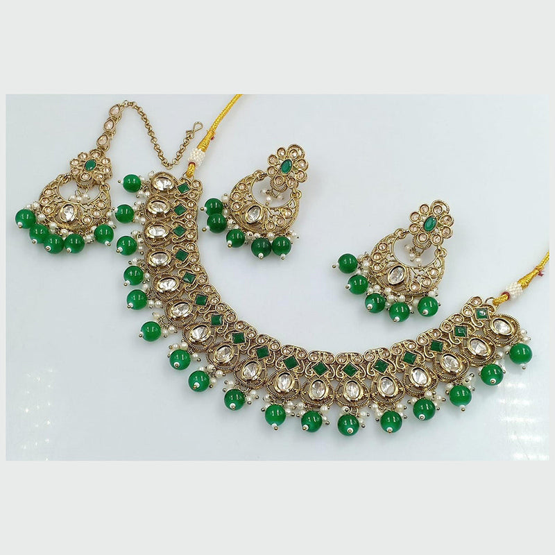 Rani Sati Jewels Gold Plated Kundan And Pearl Necklace Set