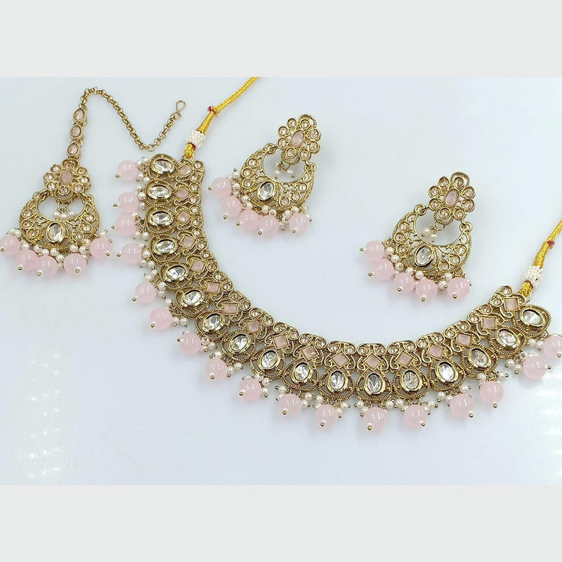 Rani Sati Jewels Gold Plated Kundan And Pearl Necklace Set