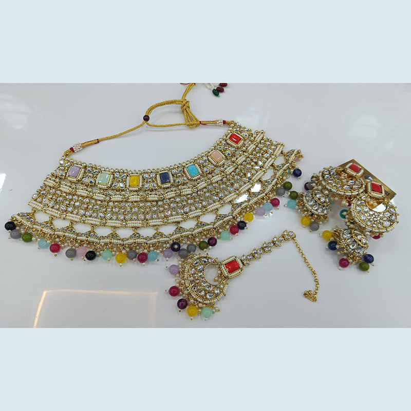 Rani Sati Jewels Gold Plated Kundan And Pearl Choker Necklace Set