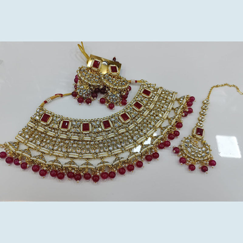 Rani Sati Jewels Gold Plated Kundan And Pearl Choker Necklace Set