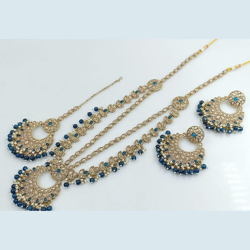 Rani Sati Jewels Gold Plated Reverse AD Long Necklace Set