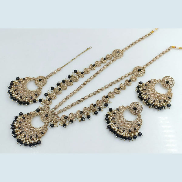 Rani Sati Jewels Gold Plated Reverse AD Long Necklace Set