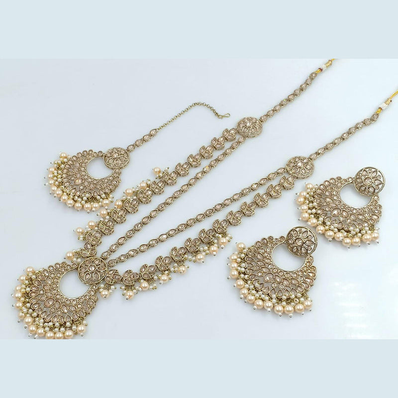 Rani Sati Jewels Gold Plated Reverse AD Long Necklace Set