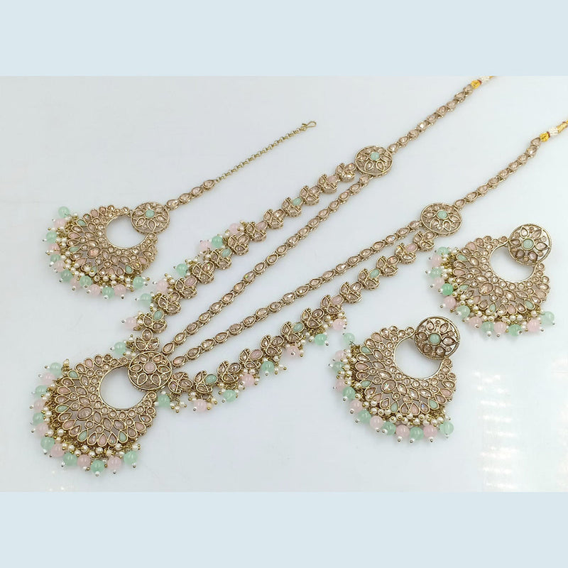 Rani Sati Jewels Gold Plated Reverse AD Long Necklace Set