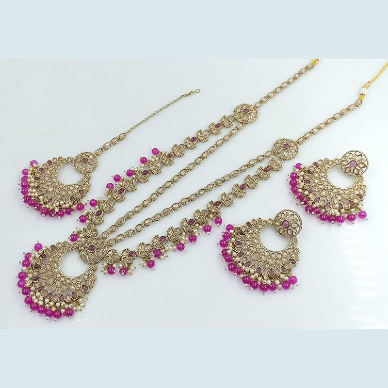 Rani Sati Jewels Gold Plated Reverse AD Long Necklace Set