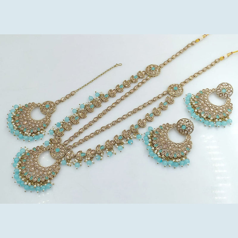 Rani Sati Jewels Gold Plated Reverse AD Long Necklace Set