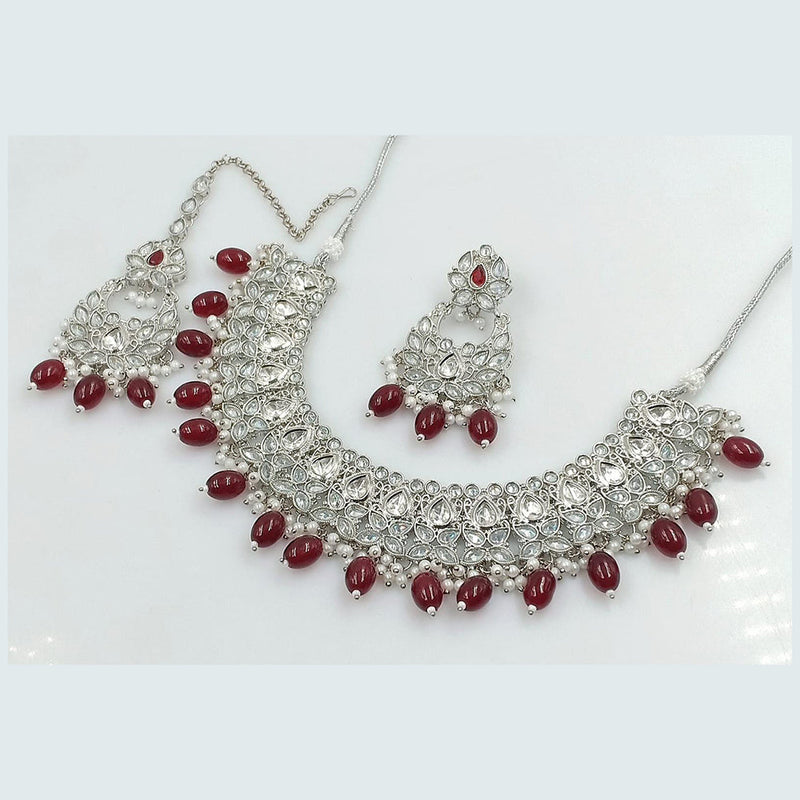 Rani Sati Jewels Silver Plated Reverse AD Necklace Set