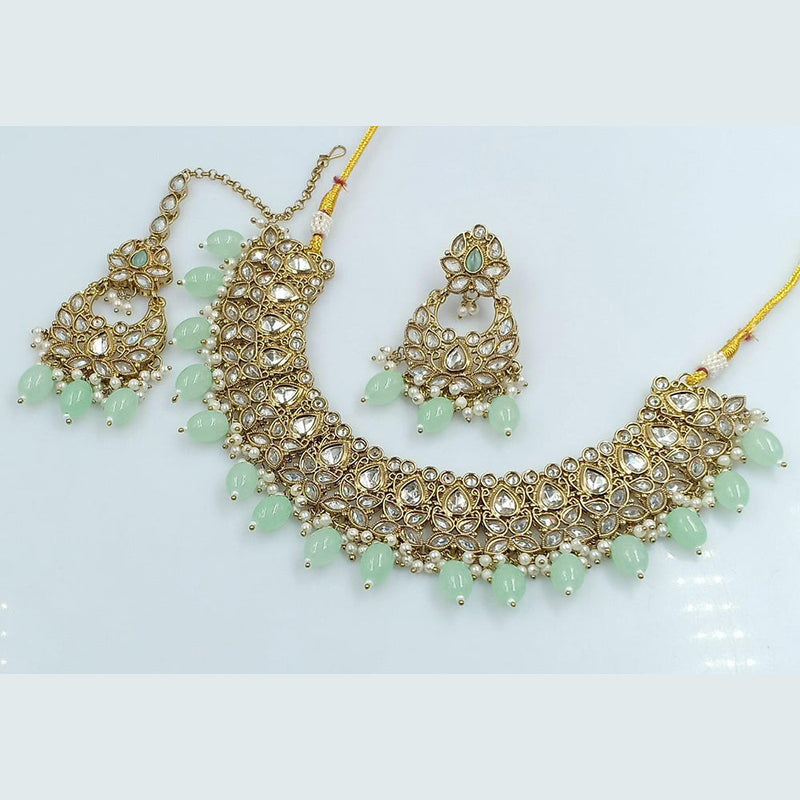 Rani Sati Jewels Gold Plated Reverse AD Necklace Set