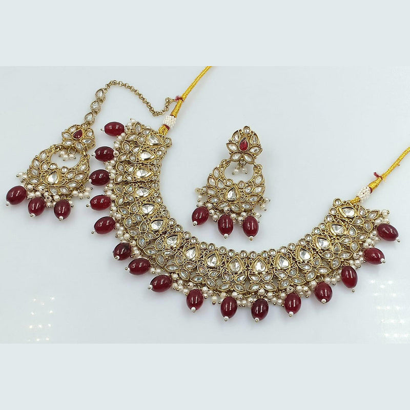 Rani Sati Jewels Gold Plated Reverse AD Necklace Set