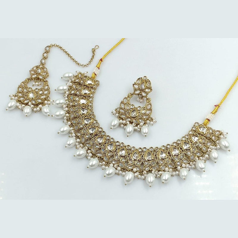 Rani Sati Jewels Gold Plated Reverse AD Necklace Set