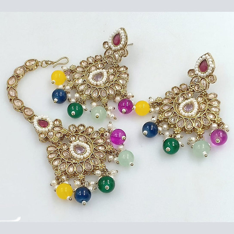 Rani Sati Jewels Gold Plated Crystal Stone Dangler Earrings