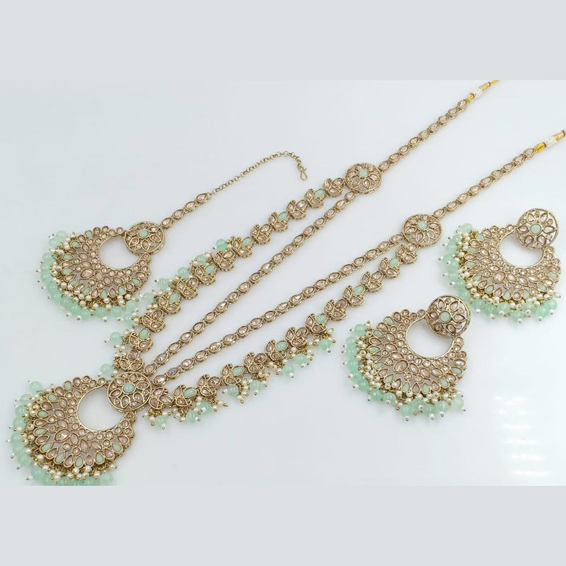 Rani Sati Jewels Gold Plated Crystal Stone And Beads Long Necklace Set