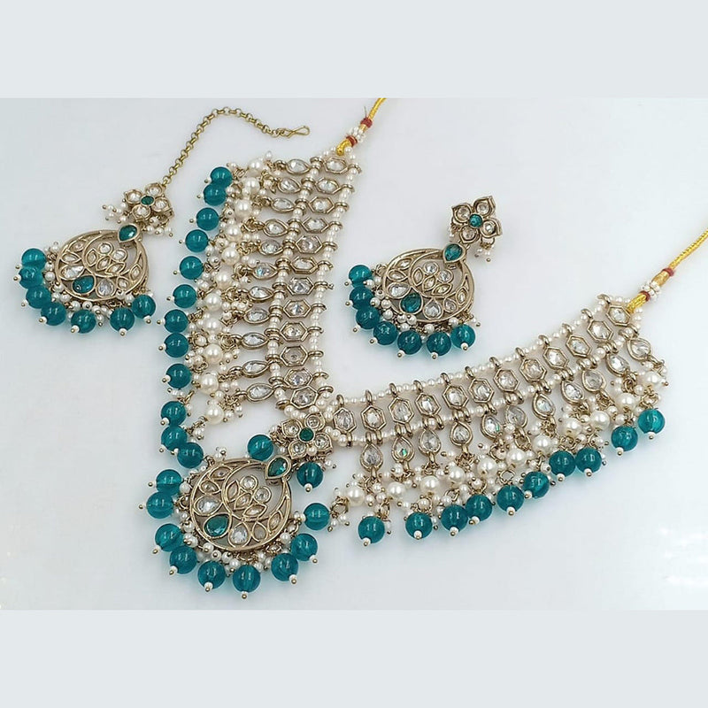 Rani Sati Jewels Gold Plated Crystal and Pearl Necklace Set