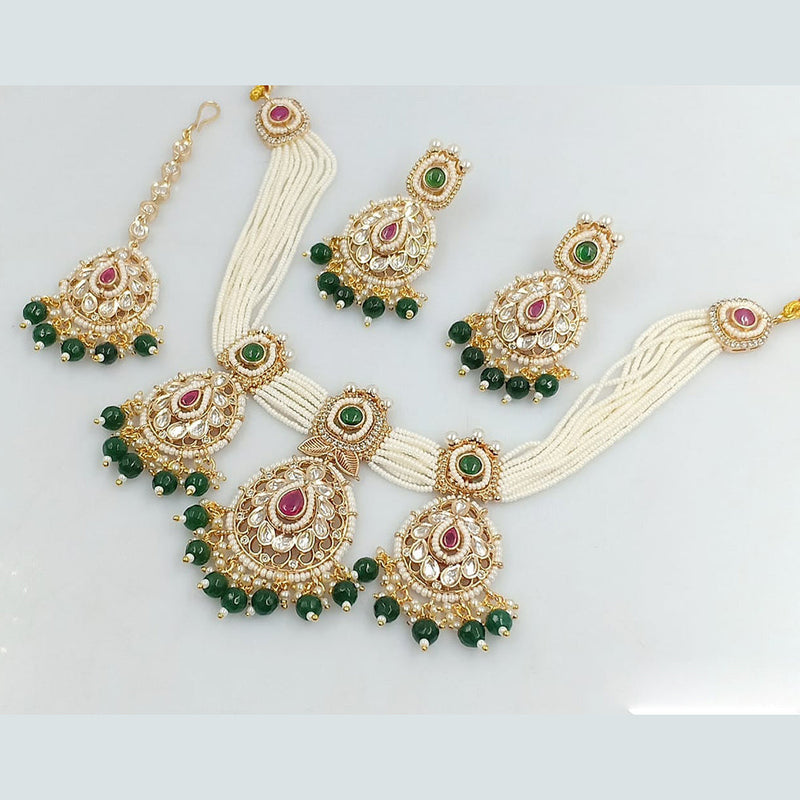 Rani Sati Jewels Gold Plated Pearl and Beads Necklace Set