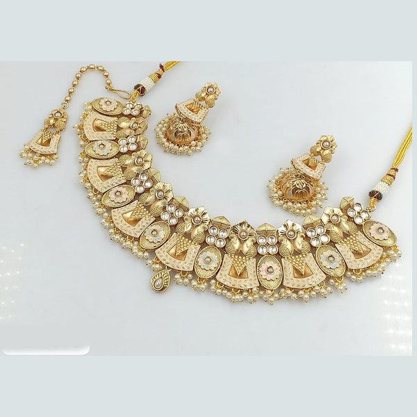 Rani Sati Jewels Gold Plated Meenakari and Kundan Necklace Set