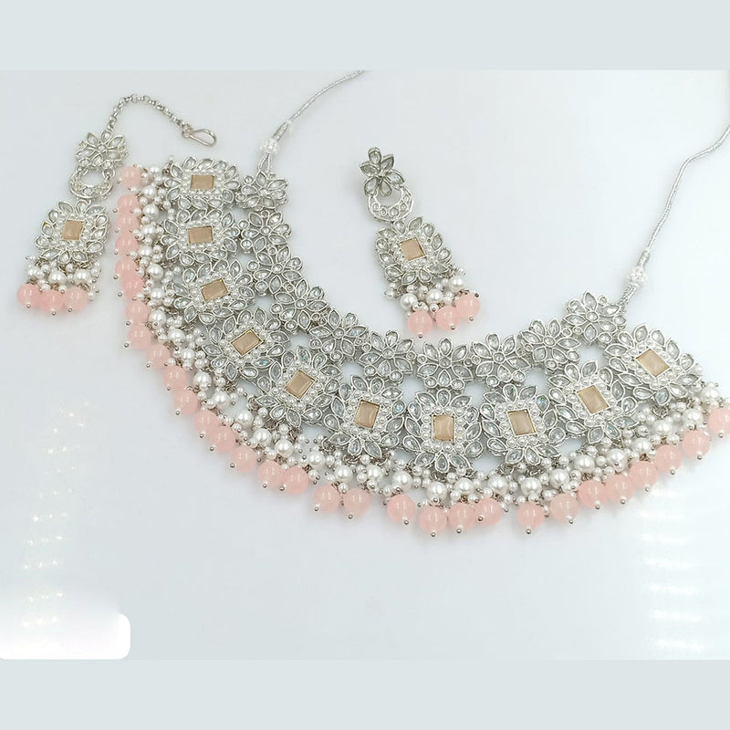 Rani Sati Jewels Silver Plated Crystal and Beads Necklace Set