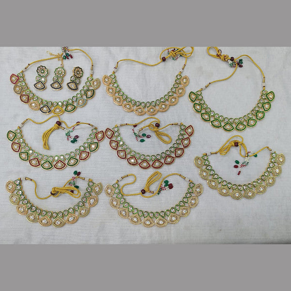 Rani Sati Jewels Gold Plated Polki Kundan Necklace Set