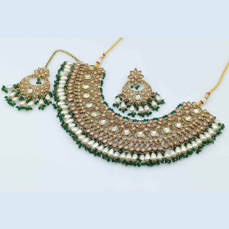 Rani Sati Jewels Gold Plated Crystal Stone And Beads Necklace Set