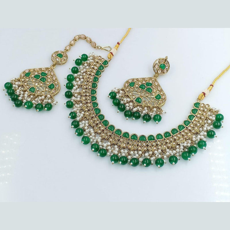 Rani Sati Jewels Gold Plated Crystal Stone And Beads Necklace Set