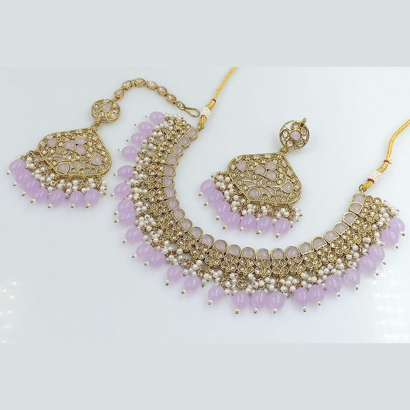 Rani Sati Jewels Gold Plated Crystal Stone And Beads Necklace Set