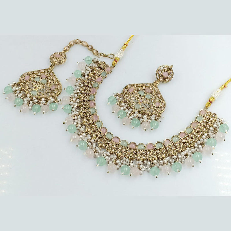 Rani Sati Jewels Gold Plated Crystal Stone And Beads Necklace Set