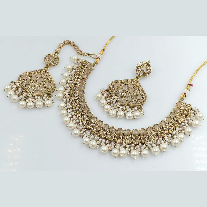 Rani Sati Jewels Gold Plated Crystal Stone And Beads Necklace Set