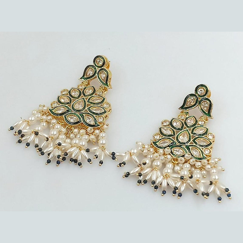 Rani Sati Jewels Gold Plated Crystal Stone And Pearls Dangler Earrings