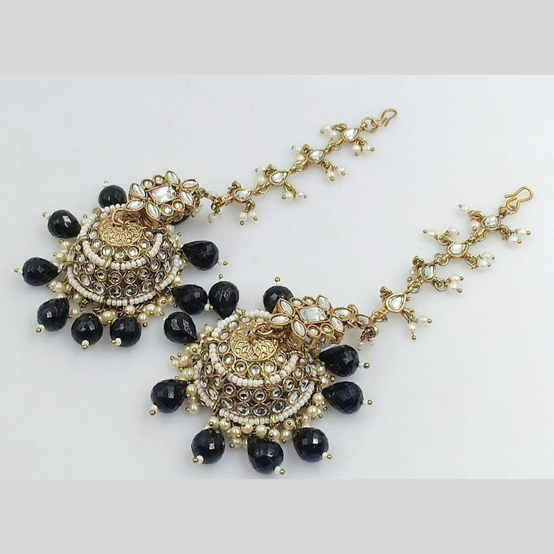 Rani Sati Jewels Gold Plated Crystal Stone Kanchain Jhumki Earrings