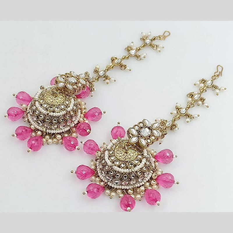 Rani Sati Jewels Gold Plated Crystal Stone Kanchain Jhumki Earrings