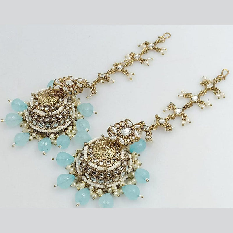 Rani Sati Jewels Gold Plated Crystal Stone Kanchain Jhumki Earrings