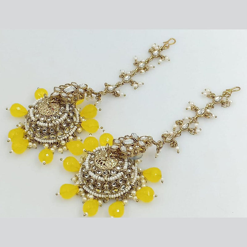 Rani Sati Jewels Gold Plated Crystal Stone Kanchain Jhumki Earrings