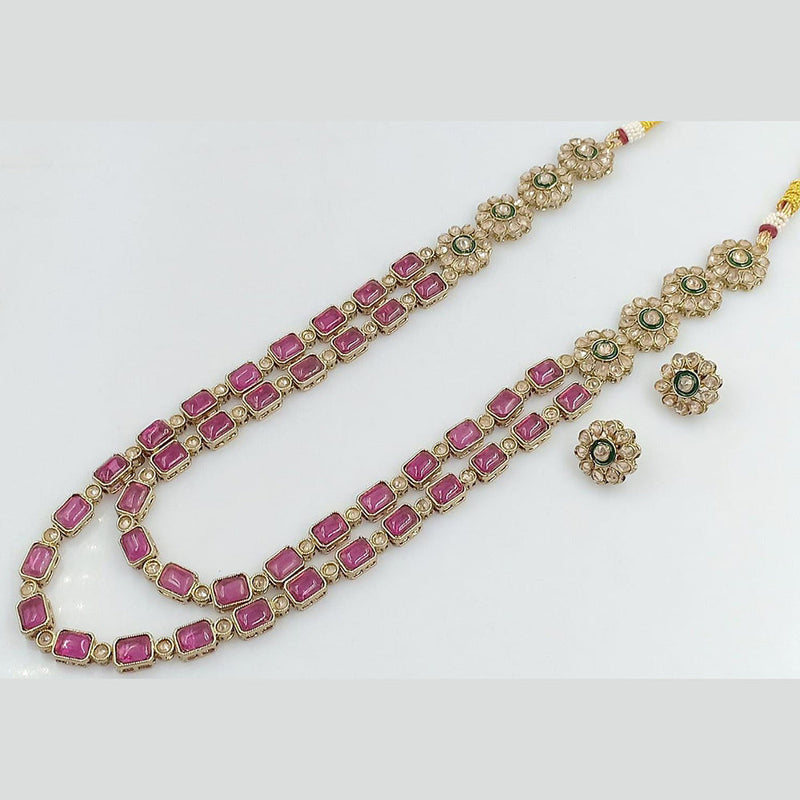 Rani Sati Jewels Gold Plated Crystal Stone Long Necklace Set