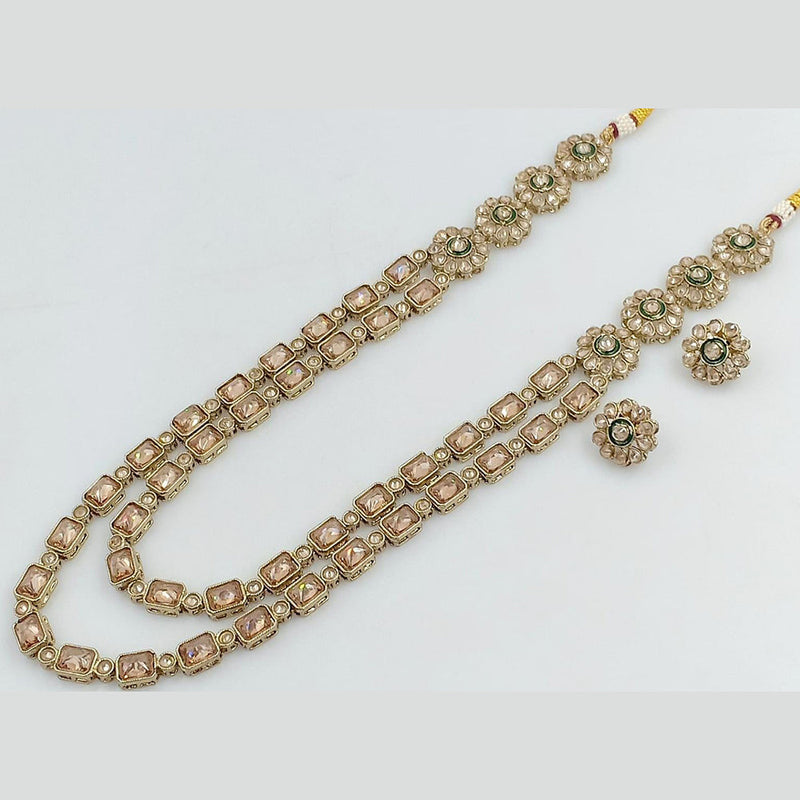 Rani Sati Jewels Gold Plated Crystal Stone Long Necklace Set