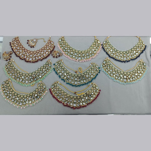 Rani Sati Jewels Gold Plated Kundan And Pearl Choker Necklace Set