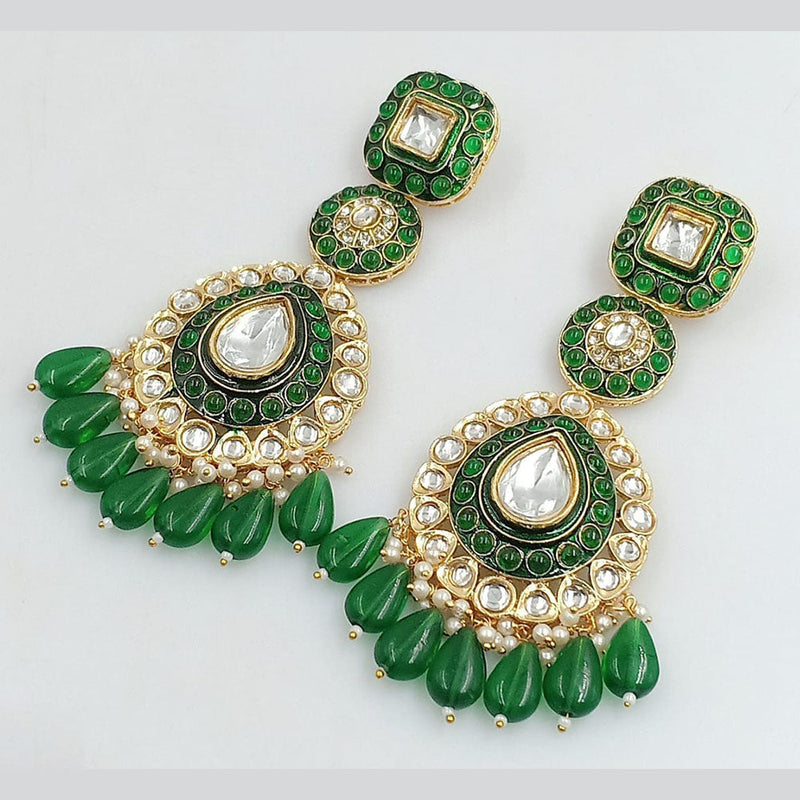 Rani Sati Jewels Gold Plated Kundan Stone And Pearl Dangler Earrings