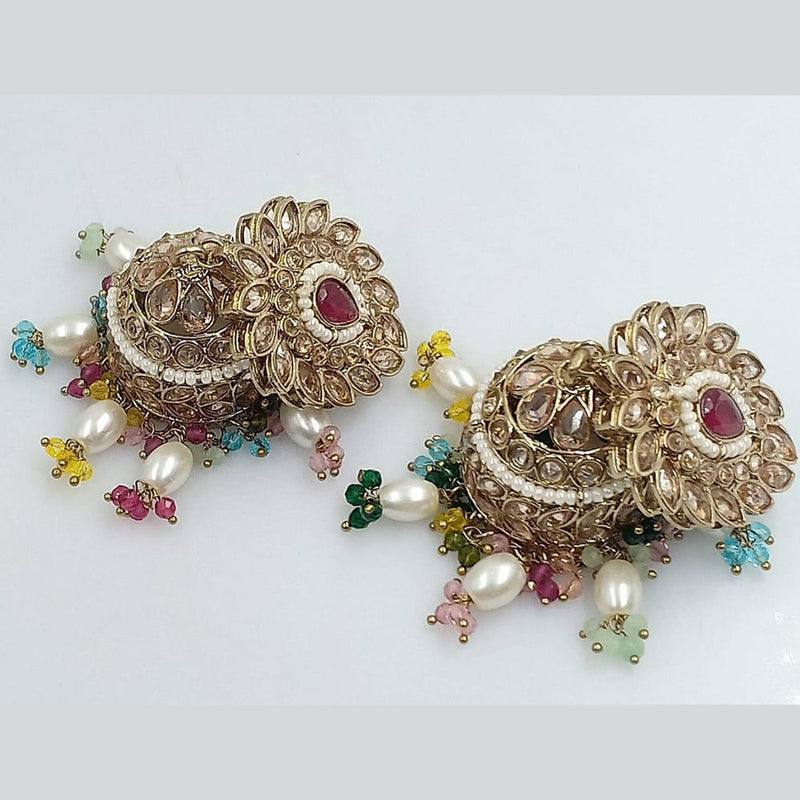 Rani Sati Jewels Gold Plated Crystal Stone Jhumki Earrings