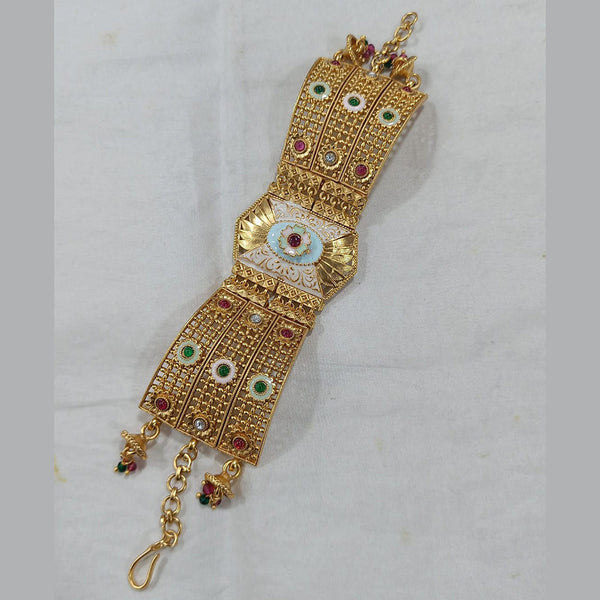 Rani Sati Jewels Gold Plated Kundan Stone And Meenakari Adjustable Bracelet